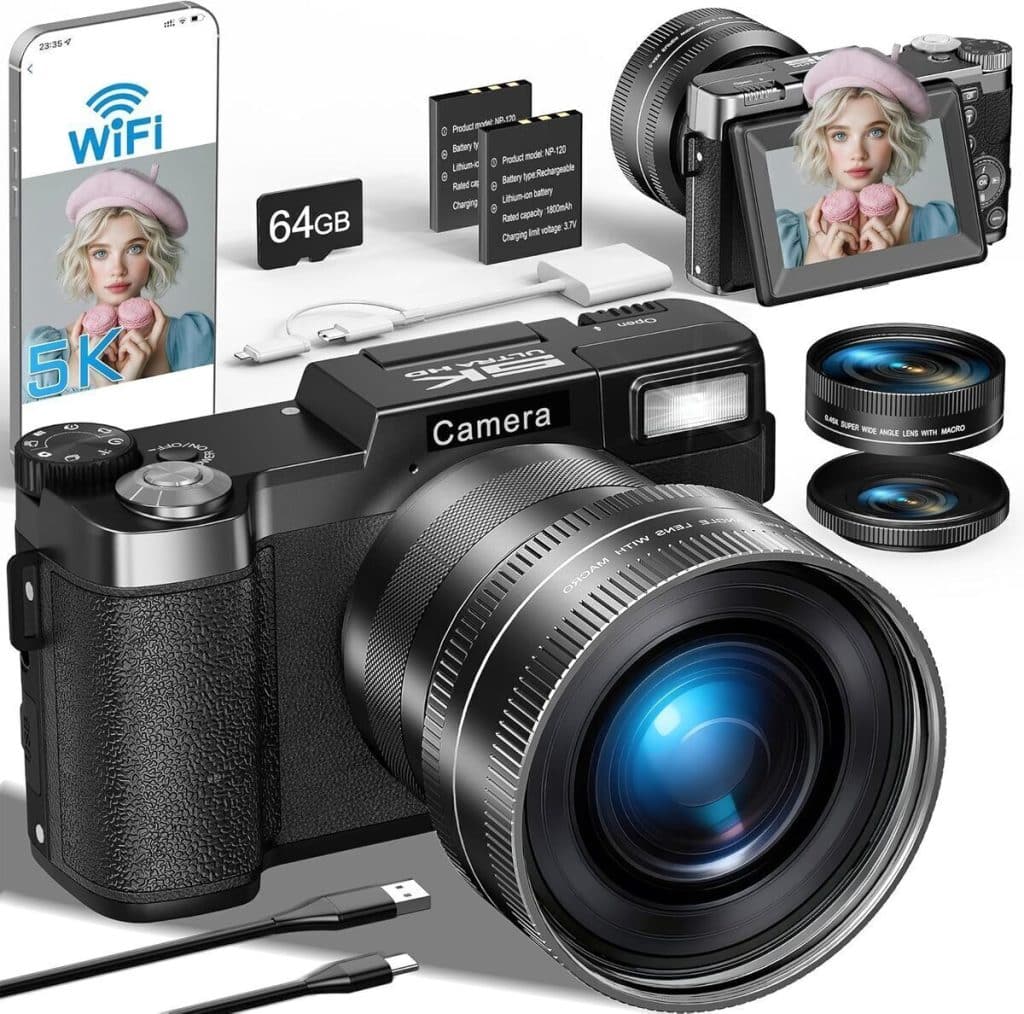 Test : caméra numérique WiFi 5K 64MP pour vlog et selfie