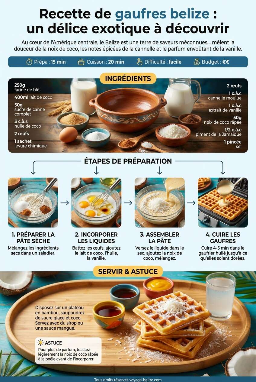 Fiche recette Recette de gaufres belize : un d&eacute;lice exotique &agrave; d&eacute;couvrir