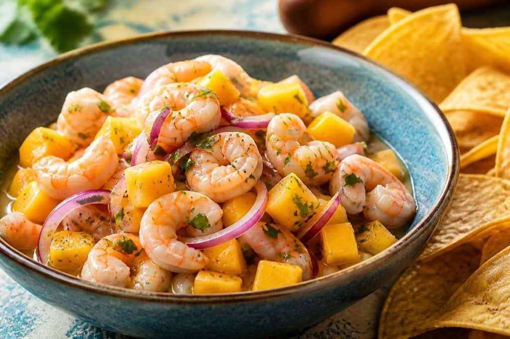 Recette de ceviche de crevettes à la mangue bélizienne