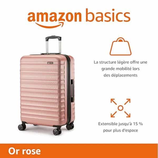 Découvrez notre test complet de la valise rigide Amazon Basics extensible 68 cm en or rose. Caractéristiques, avantages et inconvénients pour bien choisir votre bagage. 