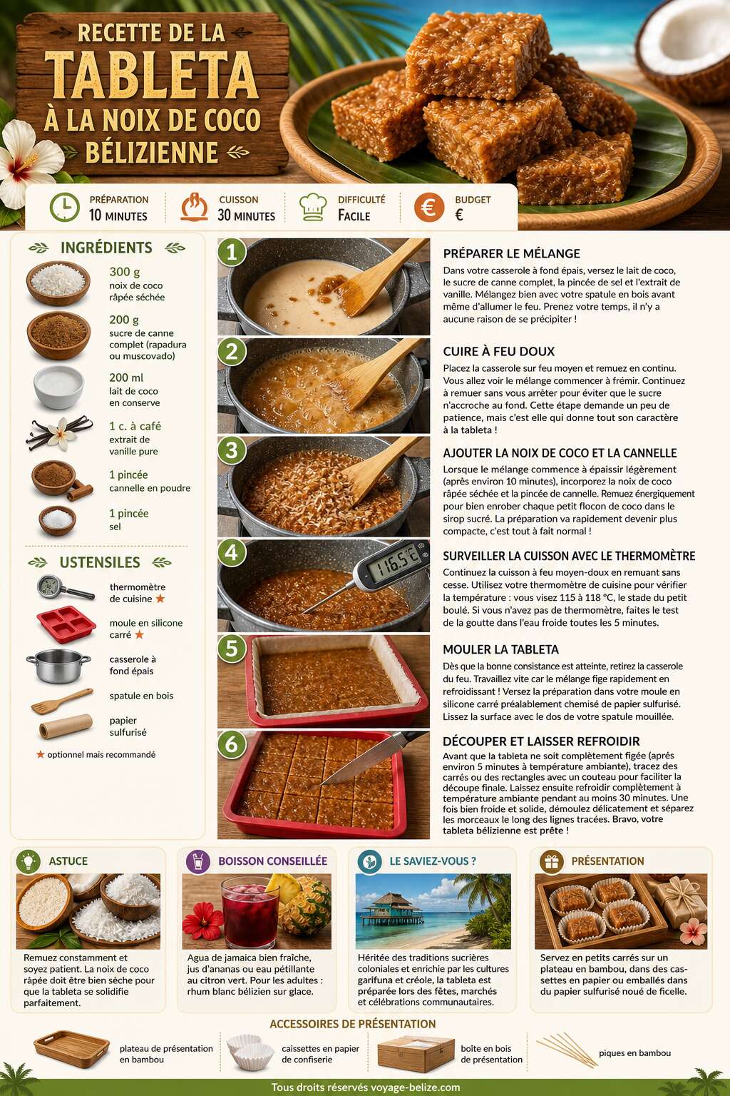Fiche recette Recette de la tableta &agrave; la noix de coco b&eacute;lizienne