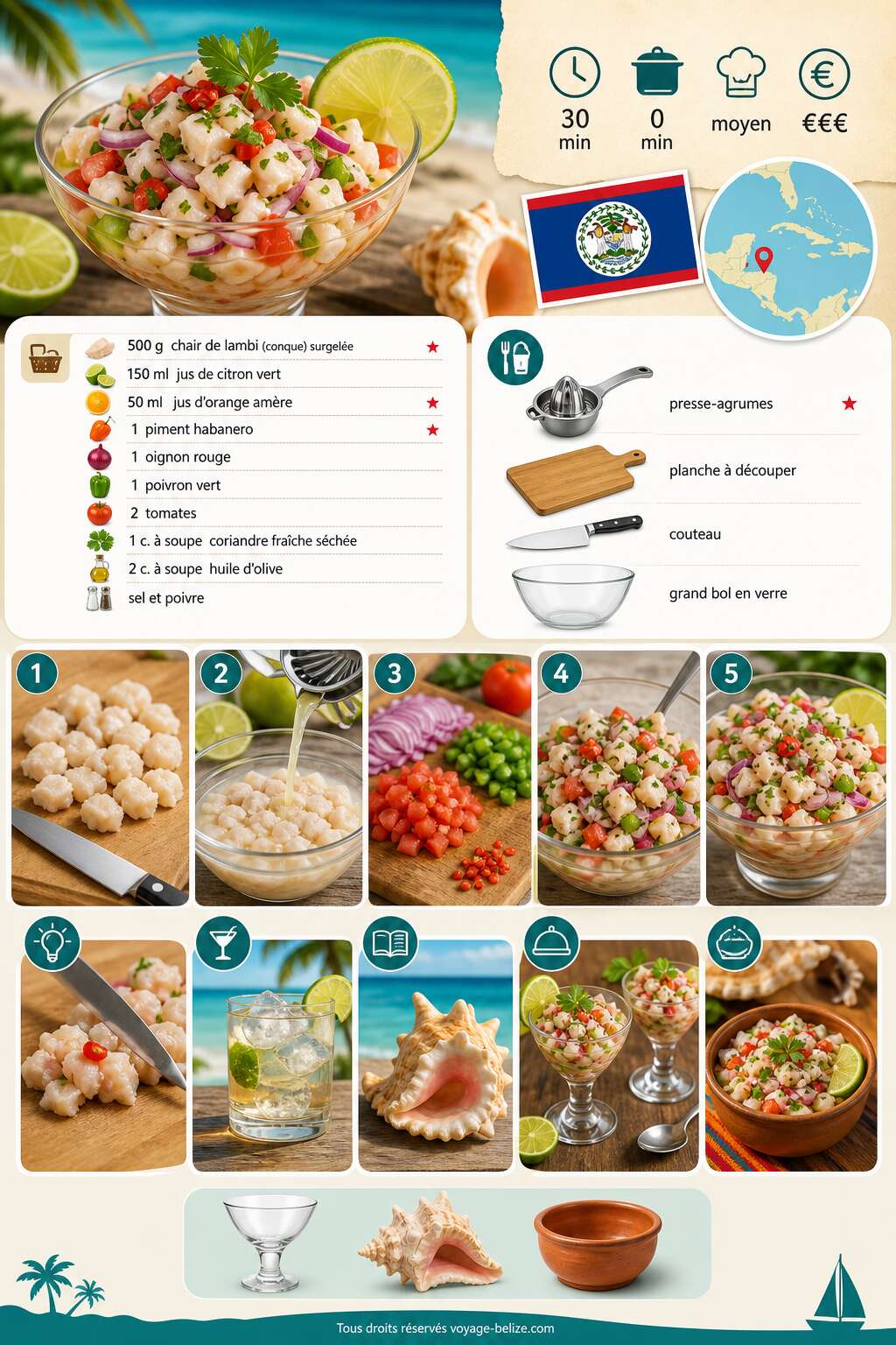 Fiche recette Recette du ceviche de lambi b&eacute;lizien